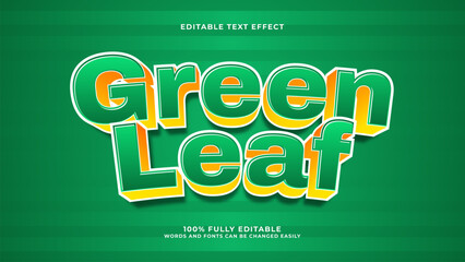 3d editable text effect green leaf