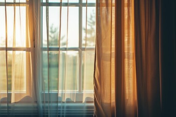 Curtained window indoors