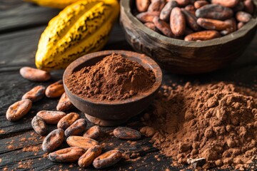 The concept of cocoa using raw and crushed cacao beans