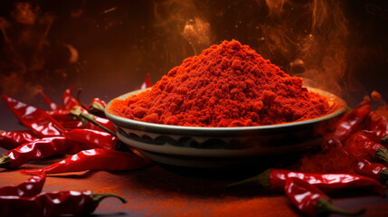 Fiery Red Spice Mix: Aromatic Culinary Flavoring for Delicious Healthy Cooking. Generative AI