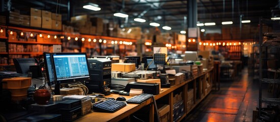 Innovative warehouse Computer management software, monitoring goods in real time