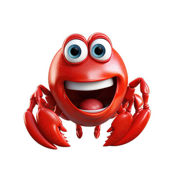 3D Crayfish Cartoon character on Transparent Background