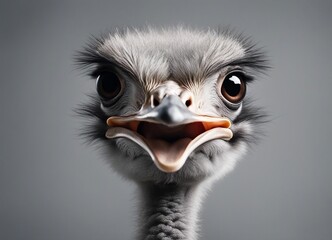 Portrait of an ostrich with a funny expression on his face - obrazy, fototapety, plakaty
