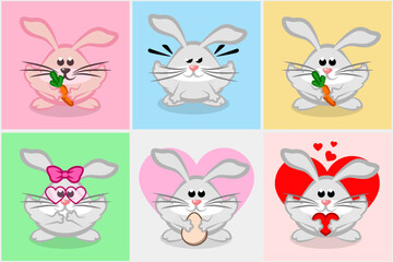 set of cartoon rabbits or bunnies