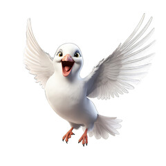 Dove cartoon character on Transparent Background