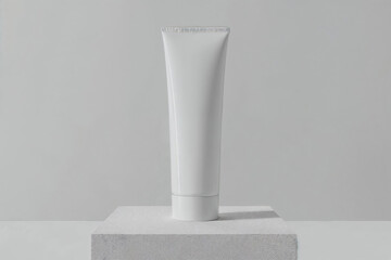 Mockup of a Cream Tube on Cement Block. Generative AI.