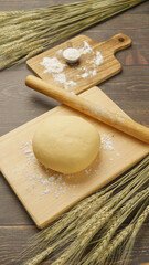 パンやお菓子の生地作り イメージ｜小麦粉の生地と麦穂