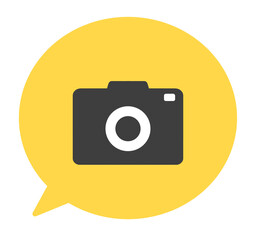 黄色と黒色｜カメラ注意マークの吹き出し