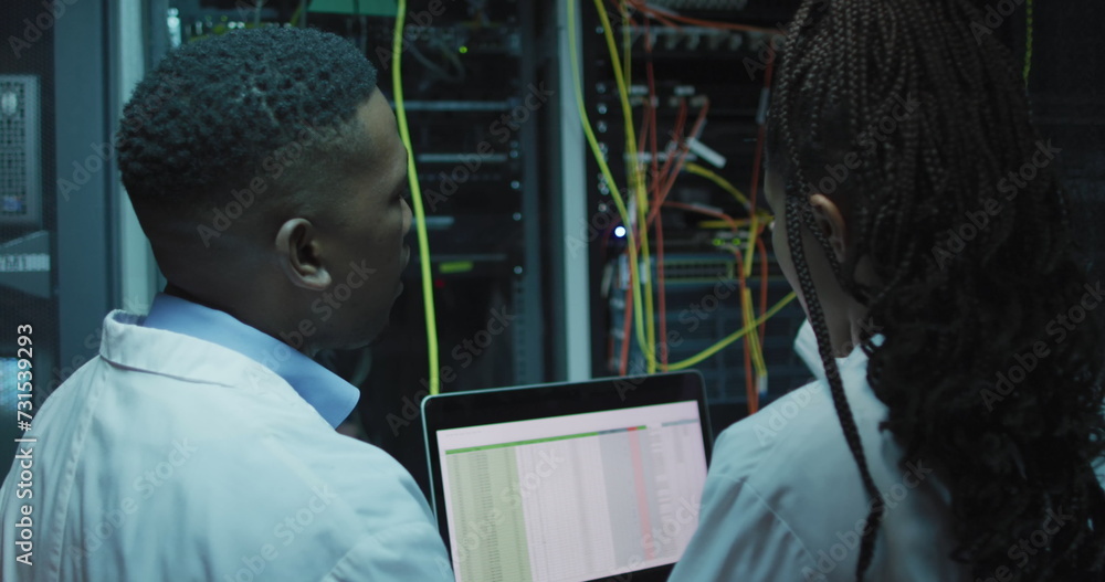 Poster diverse it engineers and computer servers
