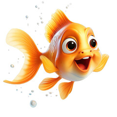 Gold Fish cartoon character on Transparent Background