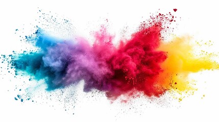 Explosion of coloured powder isolated on white background