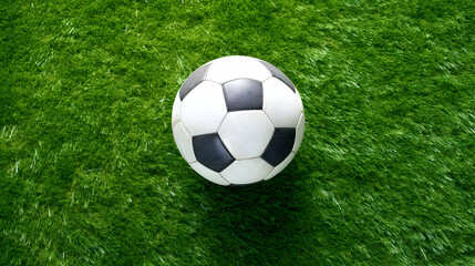 Fototapeta premium Aerial view of a football field with ball