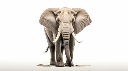 Fototapeta premium An imposing elephant with tusks raised