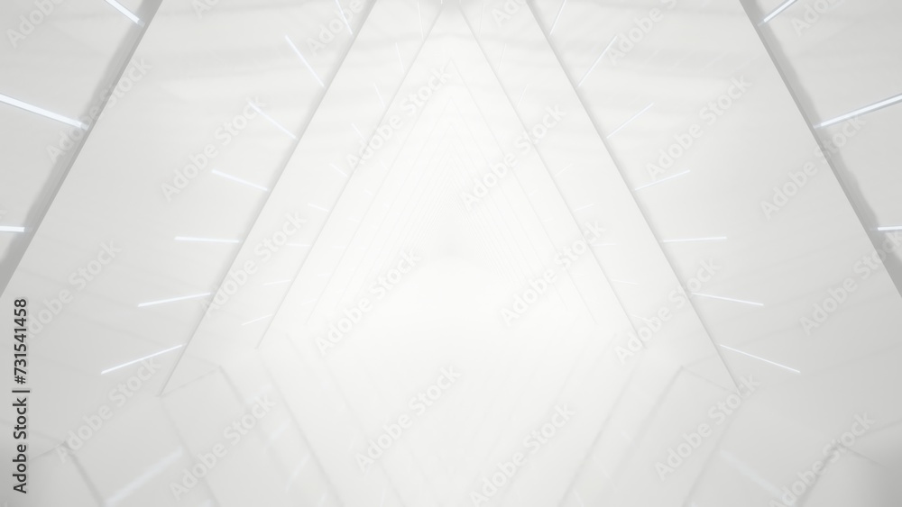 Poster abstract white futuristic triangle tunnel architecture