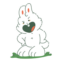 Cute angry and evil bunny vector cartoon character illustration isolated on a white background.