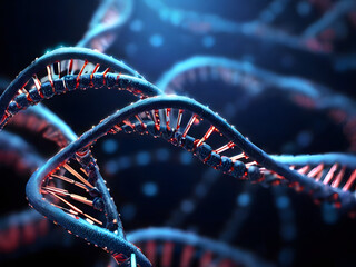 DNA strands composed of binary code - obrazy, fototapety, plakaty