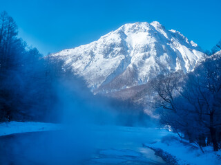 snow covered mountains