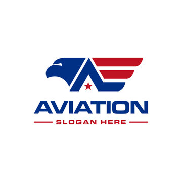aviation with eagle logo concept design vector illustration