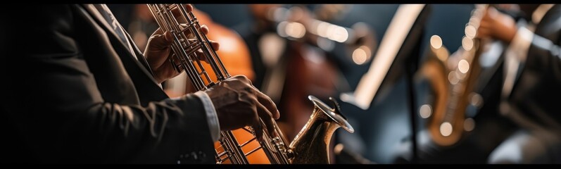 Naklejka premium Jazz music concept background . Banner