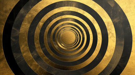 Luxurious gold and black concentric circles with a grunge texture.
