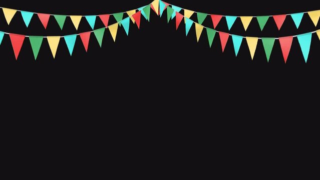 Colorful carnival 4 stripe party flags animation top decoration_looped with an alpha channel

