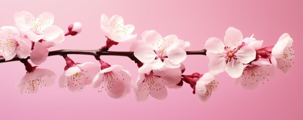 cherry blossoms and pink flower on a pink background