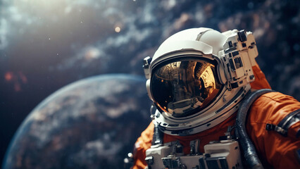 Astronaut in space, AI photo.