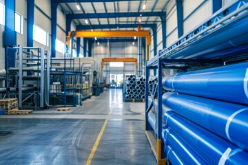 Obraz premium Facility producing polypropylene pipes with high speed extrusion line for water supply and gas