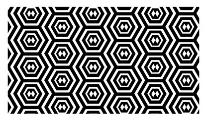 Hexagon Geometric Pattern Seamless Black and White Abstract Vector Background for Modern Design and Textile Prints