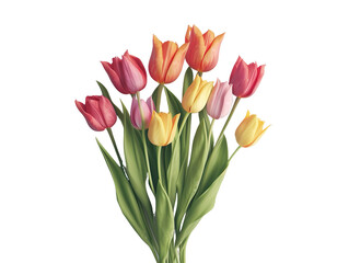 Obraz premium A row of colorful tulips cut-out. March 8. International Women's Day.