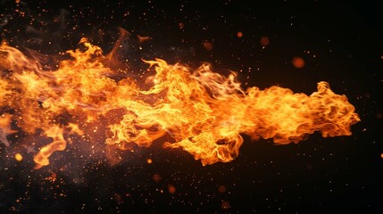 
Super slow motion of fire blast isolated on black background. 