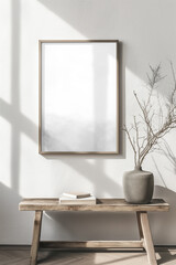 One vertical photo frame mockup in livingroom