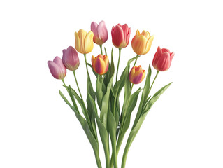 A row of colorful tulips cut-out. March 8. International Women's Day.