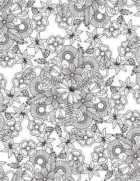 floral flower garden madnala zentangle relaxing stress free meditation intricate adult coloring page