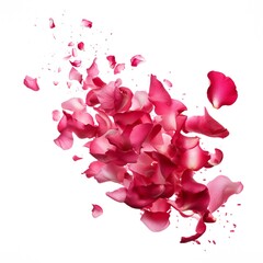 Falling rose petals on white background Generative Ai