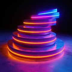 Abstract architectural template with neon lighting