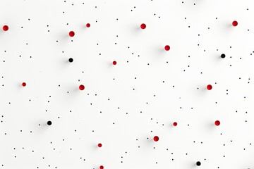 Minimalistic White Background with Randomly Scattered Black and Red Dots
