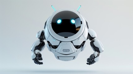 close up of a robot, 3d overwatch style, stylized cartoon sci fi sphere robot hovering, simplified,...