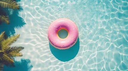 Hello summer. Pool doughnut float. AI generated image.