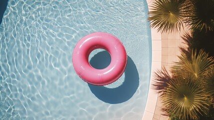 Hello summer. Pool doughnut float. AI generated image.