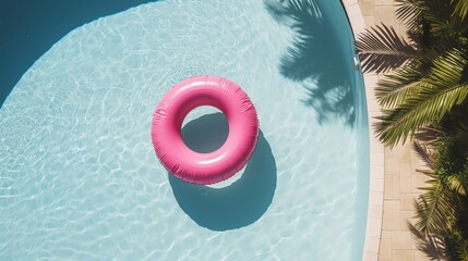 Hello summer. Pool doughnut float. AI generated image.