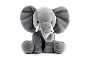 White background isolated elephant plush toy