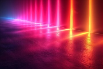 Neon lights with vibrant gradients on a dark surface