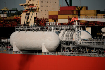 LNG Marine Fuel Tank. Gas Tanker Carrier Cargo Handling System LPG Tank. Propane Butane