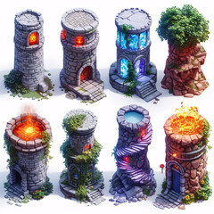 Mage towers  Games Assets Building and Environment Sprite Sheet