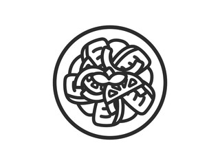 サーモンのマリネのアイコン（線画）のイラスト