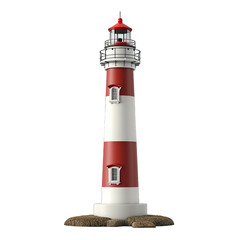 A Coastal Lighthouse.. Isolated on a Transparent Background. Cutout PNG.