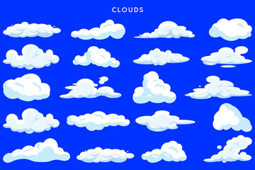 cloud icon set, seamless background with clouds