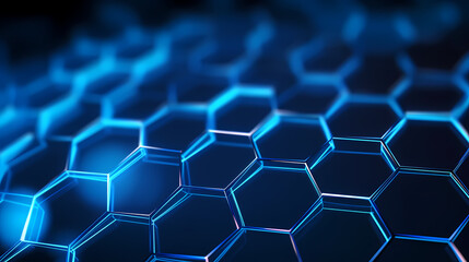 Blue technology background, blue hexagon background