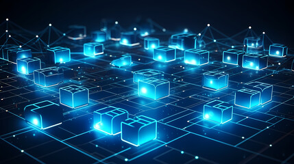 Obraz premium Blue technology background, blue hexagon background
